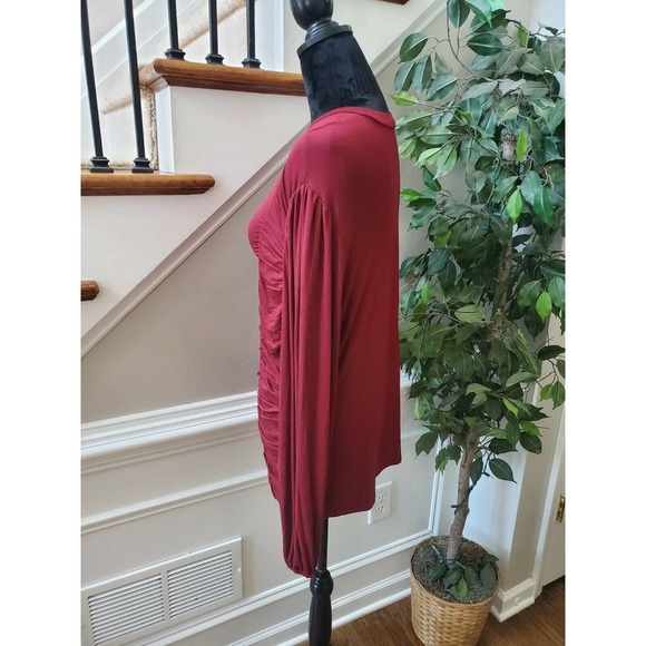 Grace Karin Womens Solid Red Rayon Round Neck Long Sleeve Casual Blouse Size 2XL - Picture 5 of 12